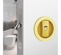 Round Bathroom Sliding Door Lock with Single Hook, 45mm Zinc Alloy Body and Red/Green Status Indicator, Silver/Black/Gold Finish