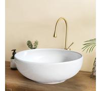 Round Bathroom Vessel Sinks Ceramic Countertop Art Wash Basin Small Lavatory Counter Basin for Home Restaurant 1 Sink Only