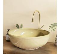 Round Bathroom Vessel Sinks Ceramic Countertop Art Wash Basin Small Lavatory Counter Basin for Home Restaurant 1 Sink Only