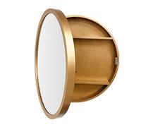 Round Bathroom Wooden Mirror Cabinet, d Makeup Mirror with Shelf, 60cm/23.6in Vinta Mirror for Ele Bathroom Decor