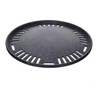Round BBQ Grill Pan with NonStick Coating for Smokeless Korean Style Cooking, Featuring Even Heat Distribution and Portable Iron Material (A)