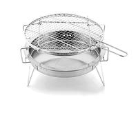 Round BBQ Grill, Stainless Steel Portable Charcoal Grill Barbecue Cooking Stove for Outdoor Picnic Patio Backyard Camping Cooking