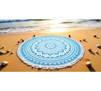 Round Beach Tapestry Mandala Boho Hippie Blanket Indian Cotton Bohemian Large Table Cloth Home Decor Yoga Mat Meditation Picnic Rug Hawaii Sunproof Throw Hippy Boho Gypsy Tablecloth Shawl Roundie (42