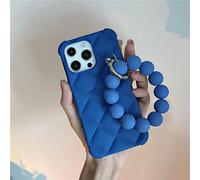 Round Bead Bracelet Chain Diamond Matte Soft Case For iPhone 14 14Pro 13 11 12 Pro Max X XR XS 7 8 Plus Luxury Cover,bule,for iphone 14Pro