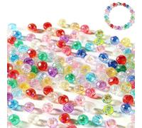 Round Beads, 1000 Pcs Acrylic Coloured Bead for Bracelet Making, Beads for Crafting Bracelets Necklaces Jewelry Making and DIY Projects (6mm, Multi-Coloured)