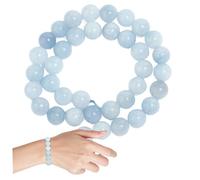 Round Beads 63Pcs/Set 6mm Natural Genuine Loose Beads DIY Round for Bracelets Light Blue Crystal Energy Stone for Bracelets, Jewelry Making