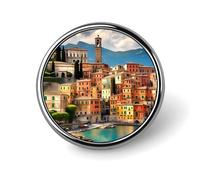 Round Beautiful Italy Brooch Classic Mini Pin 1 Inch Aluminum Alloy Lapel Pin Personalized Button Badge for Backpack Hat Suit Jacket Clothing Decoration