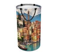 Round Beautiful Italy Laundry Hamper Large Collapsible Waterproof Laundry Basket with Handles Dirty Clothes Toy Storage Organizer Bin for Bedroom Dorm Bathroom
