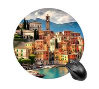 Round Beautiful Italy Mouse Pad Non-Slip Rubber Base Waterproof Mouse Mat Travel Portable Gaming Mousepad for Office Work Home Computer Laptop Personalized Accessory
