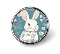 Round Beautiful Little Bunny Brooch Classic Mini Pin 1 Inch Aluminum Alloy Lapel Pin Personalized Button Badge for Backpack Hat Suit Jacket Clothing Decoration