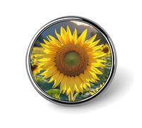 Round Beautiful Sunflower Brooch Classic Mini Pin 1 Inch Aluminum Alloy Lapel Pin Personalized Button Badge for Backpack Hat Suit Jacket Clothing Decoration