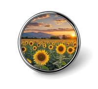 Round Beautiful Sunflower Lapel Pin Metal Brooch Personalized Novelty Pin Cute Button Badge Safety Pin Fashion Jewelry Accessories Gift for Clothes Hat Backpack Bag