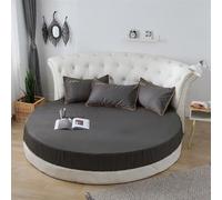 Round bed Fitted Sheets Cotton fabric solid color bedspread soft health Mattress Protectors(Dark grey,Diameter 2.2m)
