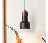 Round Bedside Pendant Light Retro Nordic Natural Black Travertine Kitchen Island Hanging Lamp Mid Century Minimalist Walnut Wood Dining Room Chandelier For Bedroom Bar Counter