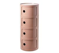 Round Bedside Table, 2/3/4 Tier Plastic Nightstand Storage Unit with Drawers & Sliding Door, Modern End Table for Living Room, Bedroom, Bathroom
