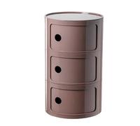 Round Bedside Table, 2/3/4 Tier Plastic Nightstand Storage Unit with Drawers & Sliding Door, Modern End Table for Living Room, Bedroom, Bathroom