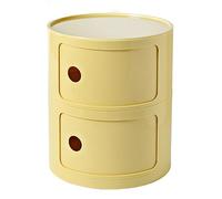 Round Bedside Table, 2/3/4 Tier Plastic Nightstand Storage Unit with Drawers & Sliding Door, Modern End Table for Living Room, Bedroom, Bathroom
