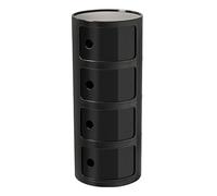Round Bedside Table, 2/3/4 Tier Plastic Nightstand Storage Unit with Drawers & Sliding Door, Modern End Table for Living Room, Bedroom, Bathroom