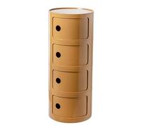 Round Bedside Table, 2/3/4 Tier Plastic Nightstand Storage Unit with Drawers & Sliding Door, Modern End Table for Living Room, Bedroom, Bathroom