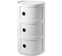 Round Bedside Table, 2/3/4 Tier Plastic Nightstand Storage Unit with Drawers & Sliding Door, Modern End Table for Living Room, Bedroom, Bathroom