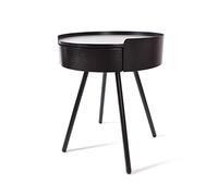 Round Bedside Table with Drawer, Industrial Style Side Table, Perfect for Living Room and Bedroom, Versatile Side Table with 4 Black Legs, Modern Design for Any Room
