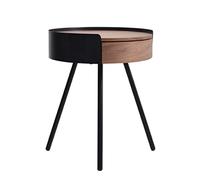 Round Bedside Table with Drawer, Industrial Style Side Table, Perfect for Living Room and Bedroom, Versatile Side Table with 4 Black Legs, Modern Design for Any Room