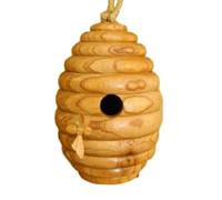 Round Beehive Style Nesting Box, H25cm x W18cm x D18cm - Natural Garden Birdhouse for Small British Birds - Sustainable Wood, Eco-Friendly - Handmade Bird Houses for Garden