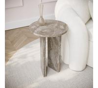 Round Beige Marble Side Table - Matilda