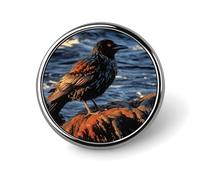 Round Bird by Stone Brooch Classic Mini Pin 1 Inch Aluminum Alloy Lapel Pin Personalized Button Badge for Backpack Hat Suit Jacket Clothing Decoration