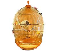 Round Bird Cage For Macaws Golden Vintage Elegant Birdcage, Ornamental Cage For Lark Myna, Hangable Parakeet Cage With Top Hook, Easy To Install(Gold-set3)