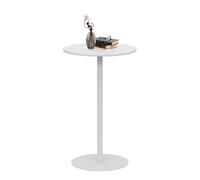 Round Bistro Pub Table, 48cm Fixed Top Metal Base Cocktail Table, Circular Dining Desk for Kitchen & Living Room, Easy Assembly, Modern White Finish