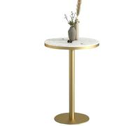 Round Bistro Table with Marble Top & Gold Metal Base Stylish Pub Desk for Kitchen Restaurant Office & Cafe 1-Pack Perfect for Dining & Entertaining (Size: 55x55x75cm)