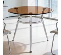 Round Bistro Table with Tempered Glass Top and Metal Base for Commercial and Home Use