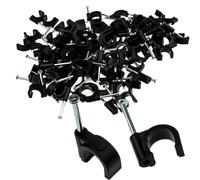 Round Black 10mm Cable Clips Secure Fastenings Cables [100 Pack]