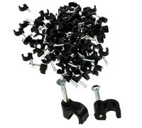 Round Black 4mm Cable Clips Secure Fastenings Cables [100 Pack]