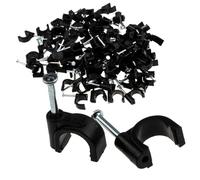 Round Black 8mm Cable Clips Secure Fastenings Cables [100 Pack]