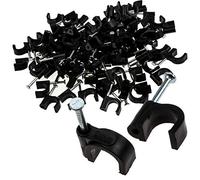Round Black 9mm Cable Clips Secure Fastenings Cables [100 Pack]