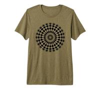 Round Black and White Diamond Pattern Dimensional Design Premium T-Shirt