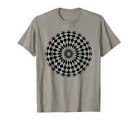 Round Black and White Diamond Pattern Dimensional Design T-Shirt