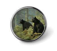 Round Black Bears Brooch Classic Mini Pin 1 Inch Aluminum Alloy Lapel Pin Personalized Button Badge for Backpack Hat Suit Jacket Clothing Decoration