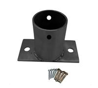 Round Black Concrete Post Base for Fence Gate, Stainless Steel Bolt-Down Support, Elevated Deck Column Bracket (1 Pc, 40mm Diameter) - & Weather-Resistant