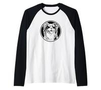 Round Black Logo Blue Merle Australian Shepherd Lover Raglan Baseball Tee