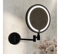 Round Black Magnifying Makeup Bathroom Mirror with Lights 200mm - Gemini