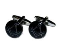 Round Black Masonic Cufflinks Presented in a Box
