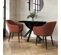 Small Black Wooden Drop Leaf Space Saving Round Extendable Dining Table - Seats 2 - 4 - Carson