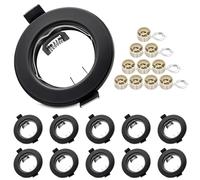 Round Black Recessed Ceiling Downlight Frames with GU10 Sockets, 55-70mm Cut-Out Hole Size, Compatible with LED & Halogen Bulbs, Mounting Frame for Spotlight Fixtures (Bulbs Excluded) - 10 Pack