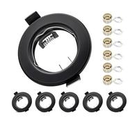 Round Black Recessed Ceiling Downlight Frames with GU10 Sockets, 55-70mm Cut-Out Hole Size, Compatible with LED & Halogen Bulbs, Mounting Frame for Spotlight Fixtures (Bulbs Excluded) - 6 Pack