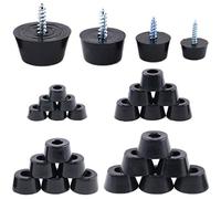 Round Black Rubber Feet Bumpers Pads with Matching Screws with Built in Stainless Steel Washer for Cutting Board Amps Cabinet Desk Tables Couches