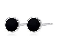 Round Black Stud Earrings for Women, S999 Sterling Silver, Small Simple Round Earrings, Black Stud Earrings for Girls, Minimalist Jewellery, Teenage Birthday Gift