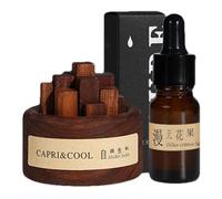 Round Black Walnut Set - Ultrasonic Aromatherapy Diffuser, 10ml Oil Diffuser | No Electricity Portable Wooden Aromatherapy, Wood Grain Waterless Auto Shut Off Mist Mode for Home Spa Yoga